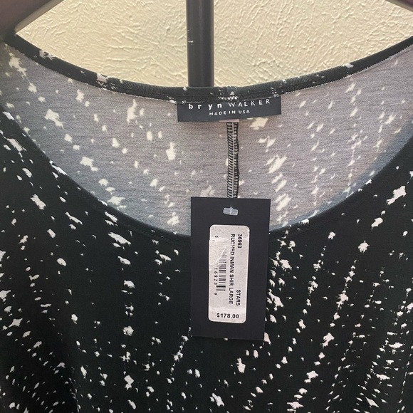 NWOT Bryn Walker Ruched Inman Tunic Top Black Stars Size 1X - Picture 4 of 4
